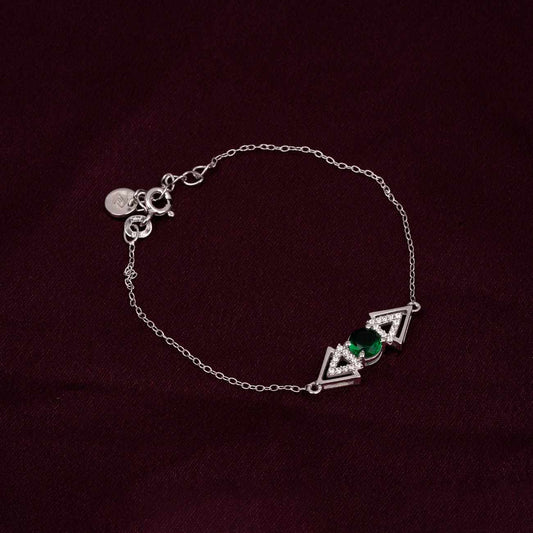 Silver Solitaire Double Triangle Bracelet