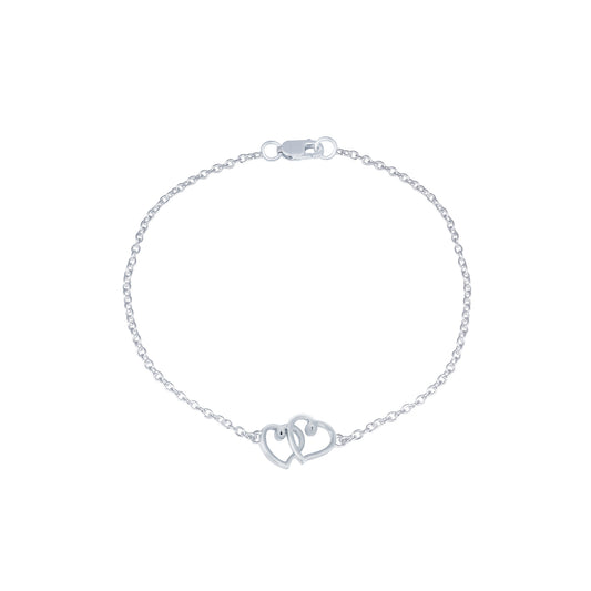 Sterling Silver Two Heart Bracelet