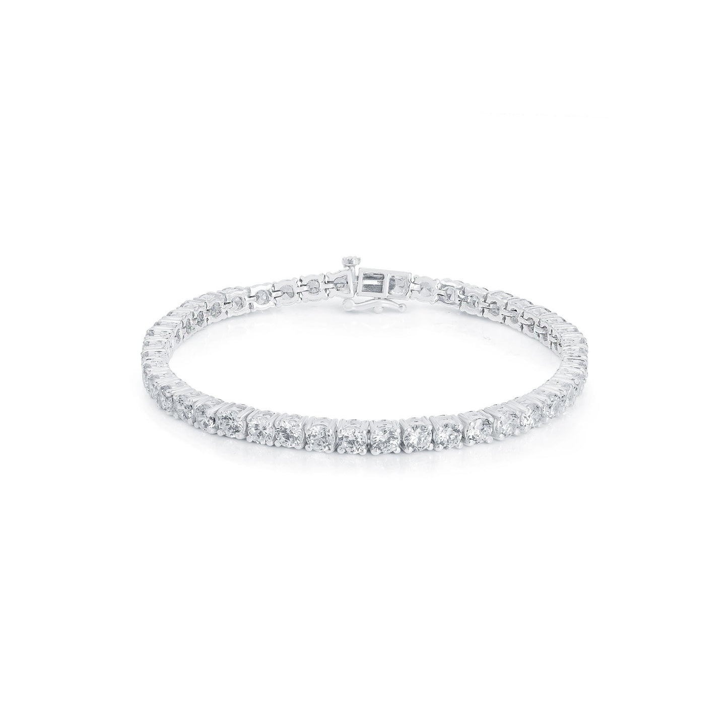 Silver Cubic Zirconia Lobster Claw Tennis Bracelet