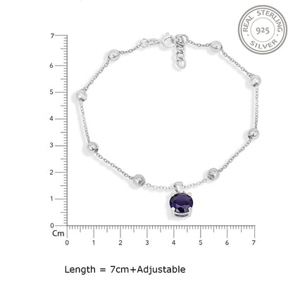 Silver Blue Sapphire Solitaire Balls Chain Bracelet