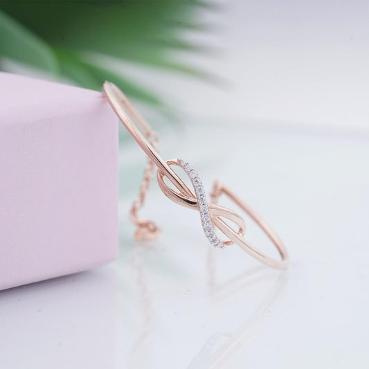 Rose Gold Glittering Zirconia Infinity Bangle