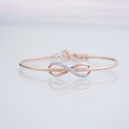 Rose Gold Glittering Zirconia Infinity Bangle