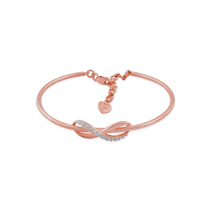 Rose Gold Glittering Zirconia Infinity Bangle