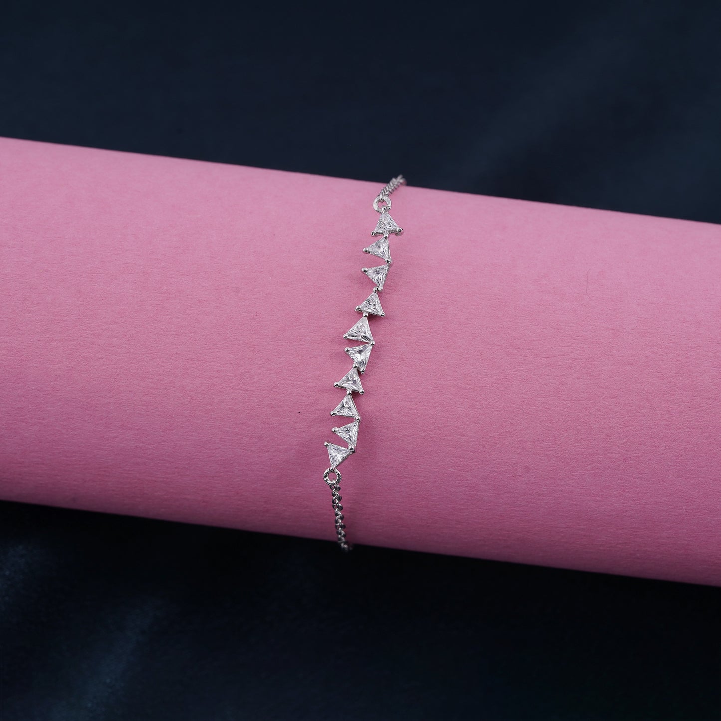 Silver Trillion Crystal Bracelet For Her