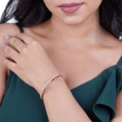 Rose Gold Double Arrow Adjustable Bangle