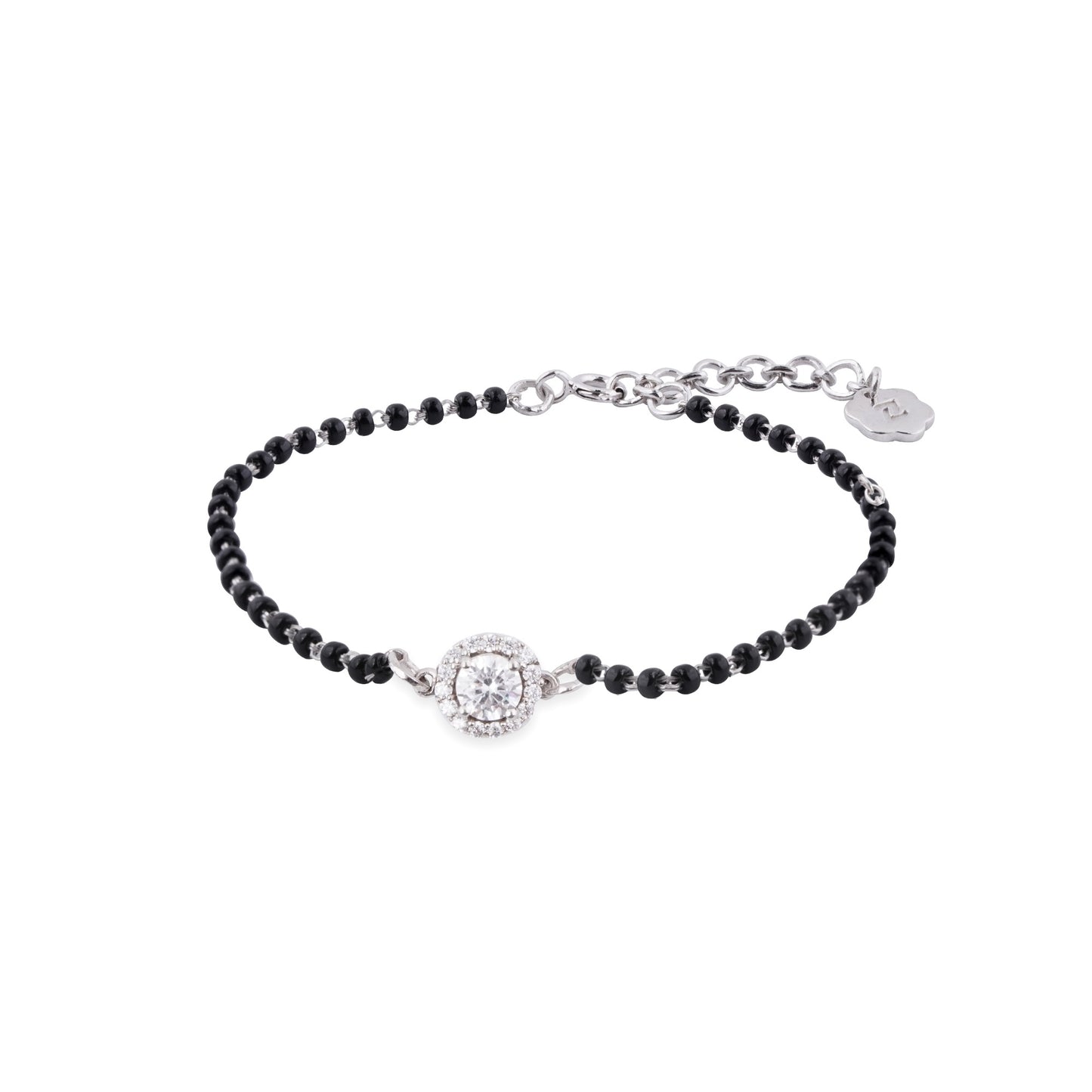 Silver Solitaire Halo Bead Bracelet