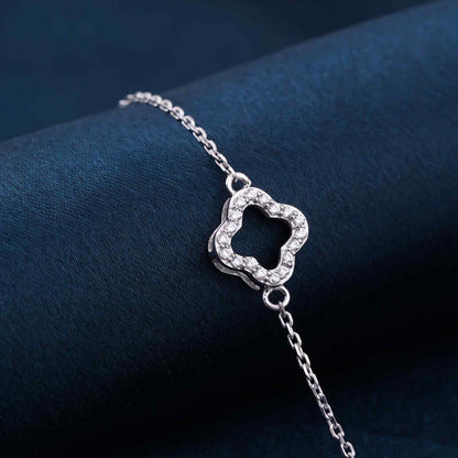 Silver Dainty Clover Chain Bracelet