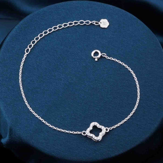 Silver Dainty Clover Chain Bracelet