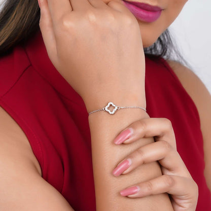 Silver Dainty Clover Chain Bracelet