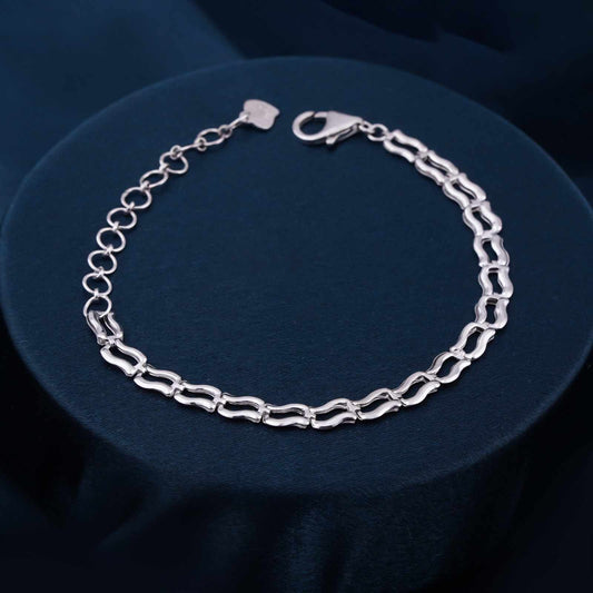 Silver Wave Link Bracelet