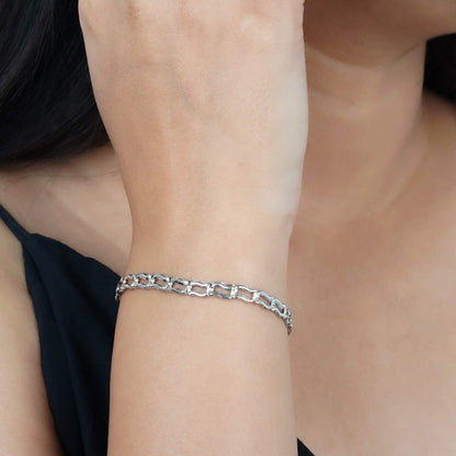 Silver Wave Link Bracelet