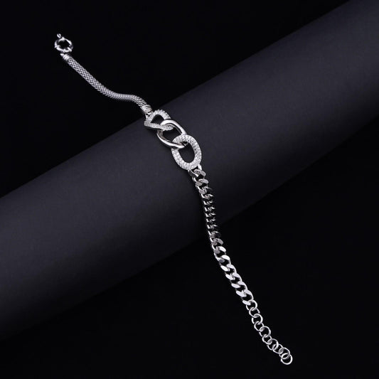 Silver interlocking Bracelet For Men's