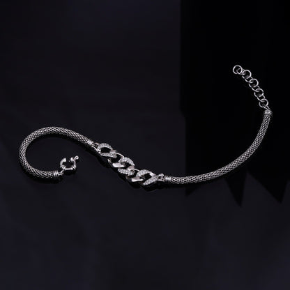 Silver Link & Rope Bracelet For Him