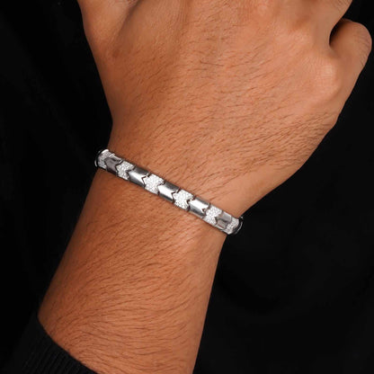 Silver Bold Statement Bracelet For Him