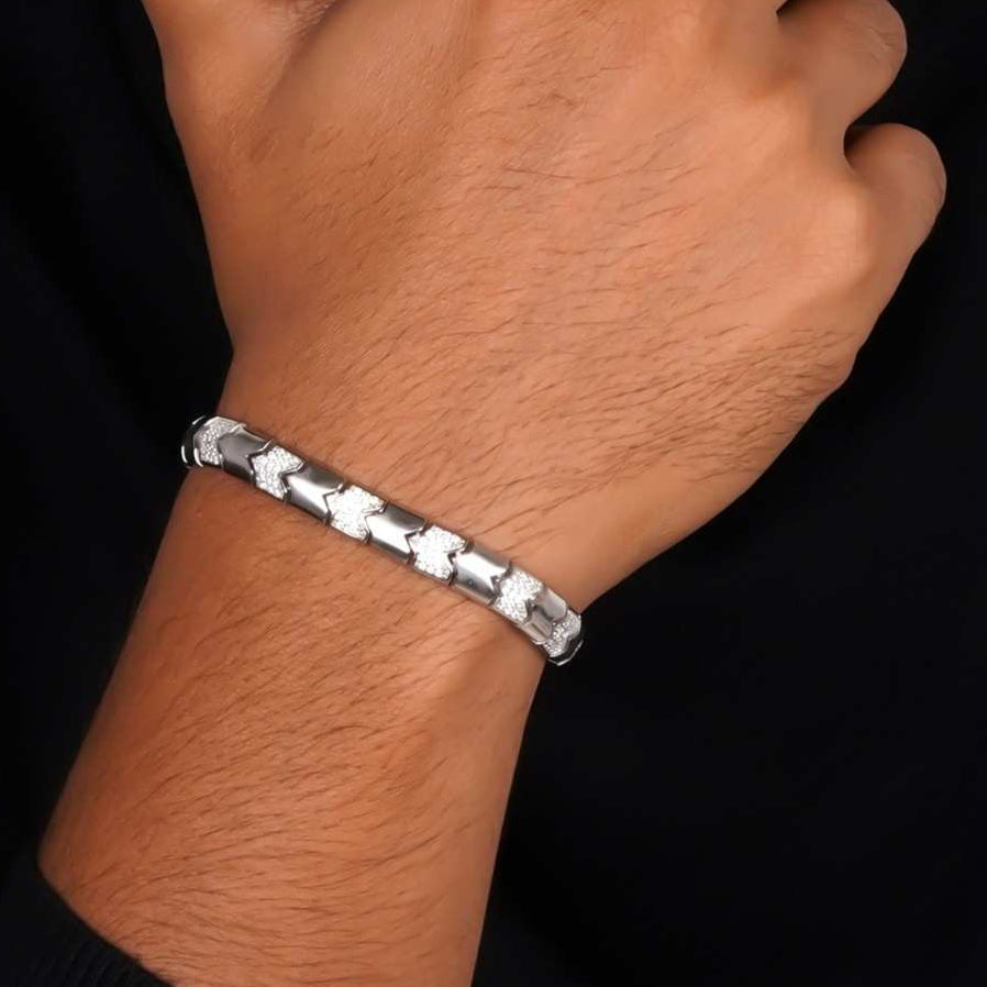 Silver Bold Statement Bracelet For Him