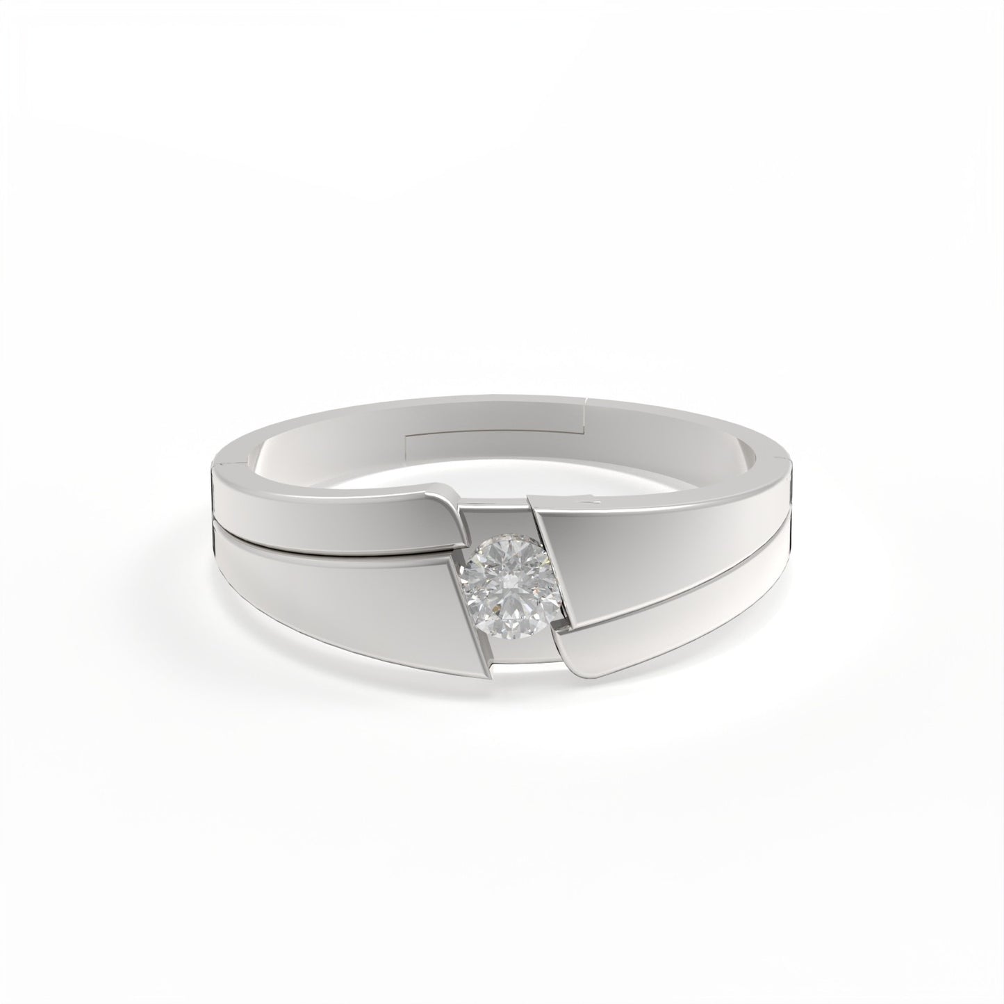 Silver Classic Solitaire Couple Ring Bands