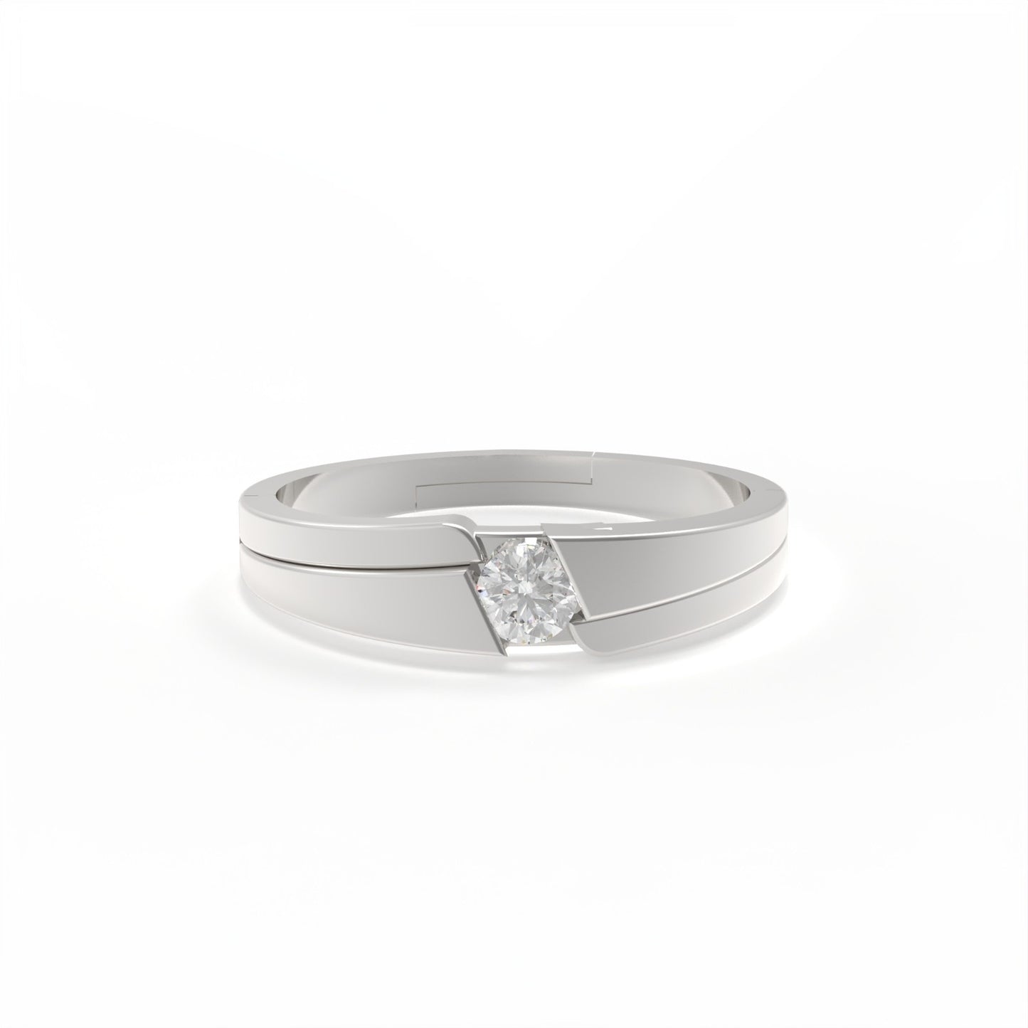 Silver Classic Solitaire Couple Ring Bands