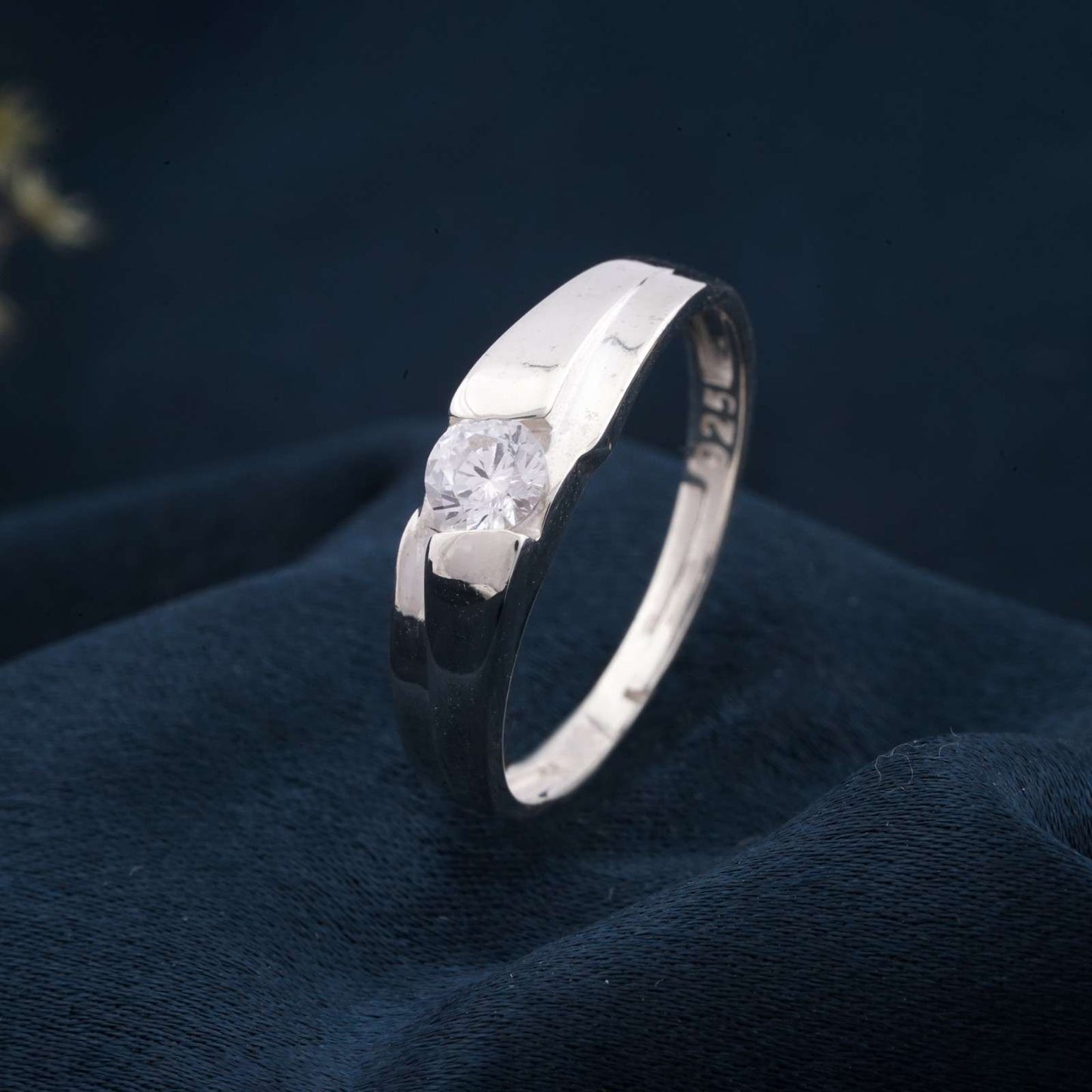 Silver Classic Solitaire Men's Ring