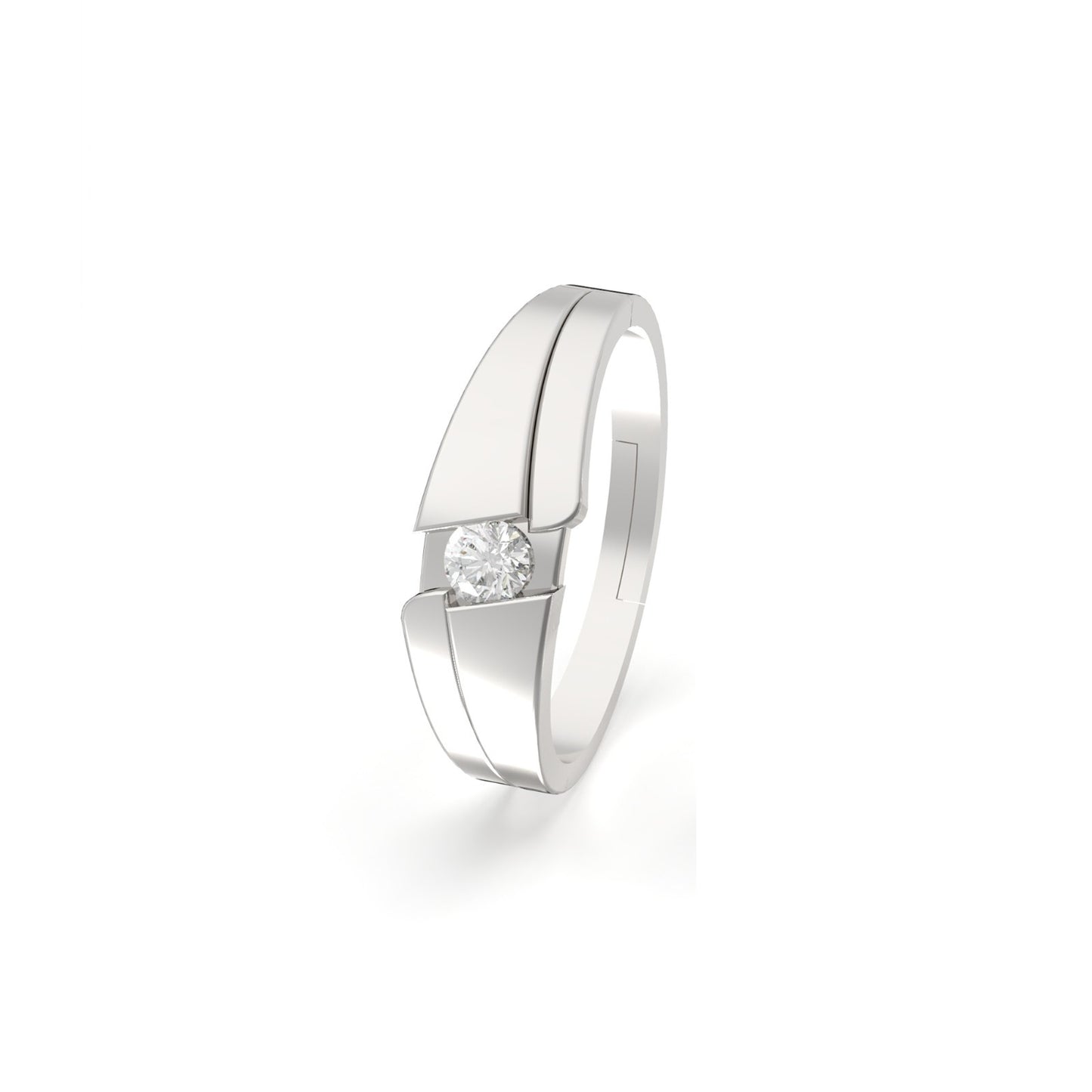 Silver Classic Solitaire Men's Ring