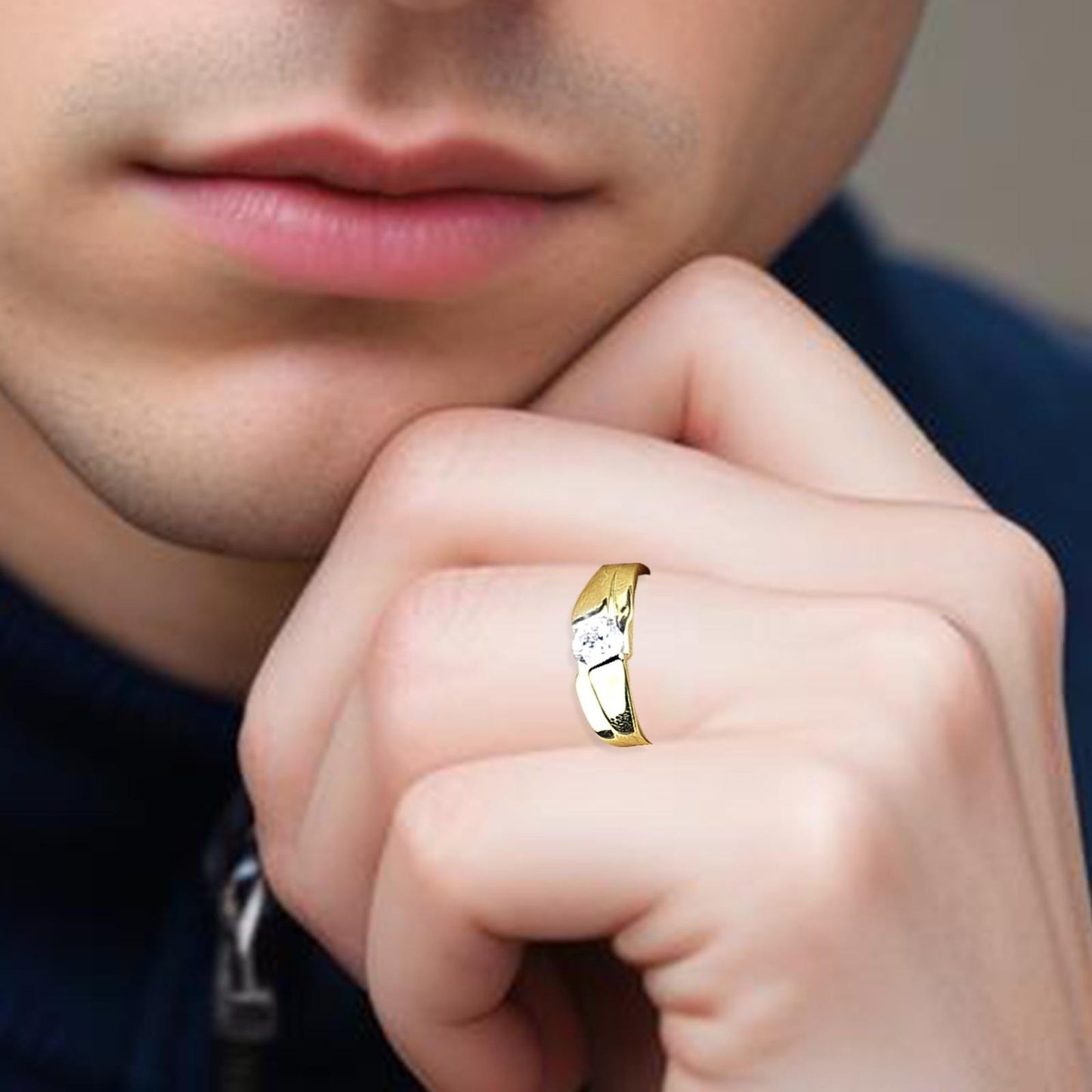 Golden Classic Solitaire Men's Ring