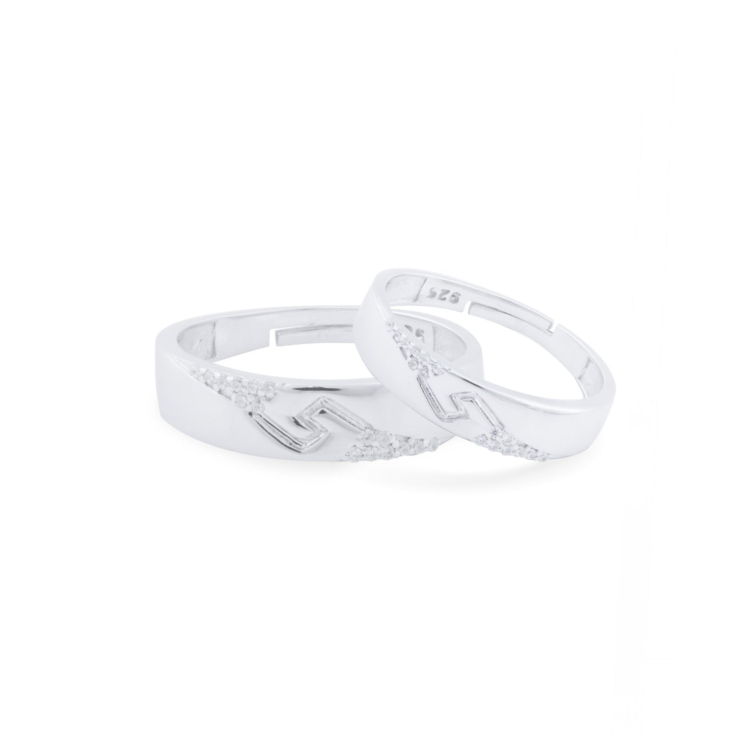 Silver Vintage Couple Matching Bands