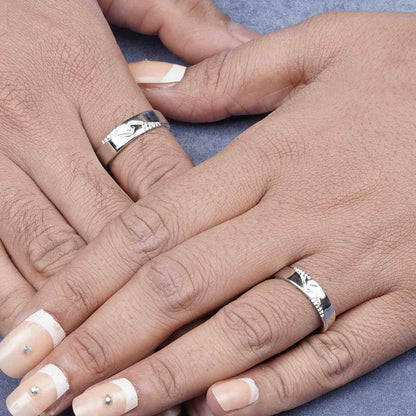 Silver Vintage Couple Matching Bands