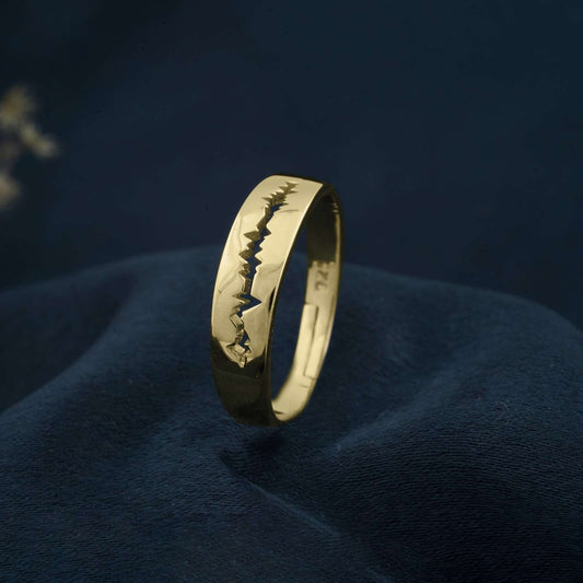 Golden Heart Beat Men's Band Ring