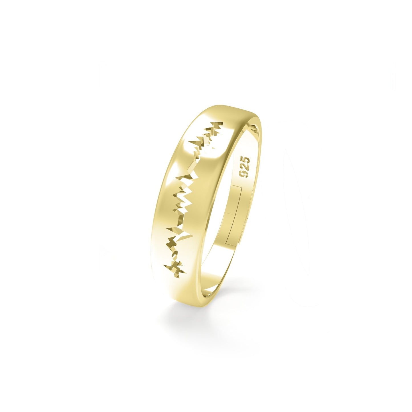 Golden Heart Beat Men's Band Ring