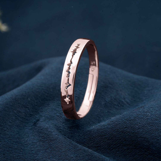 Rose Gold Heart Beat Women's Band Ring