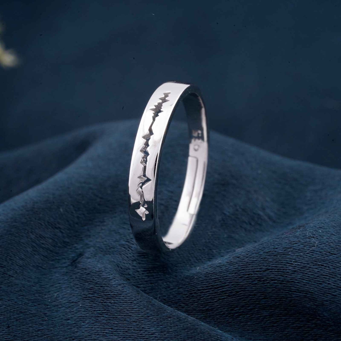 Silver Heart Beat Women's Band Ring