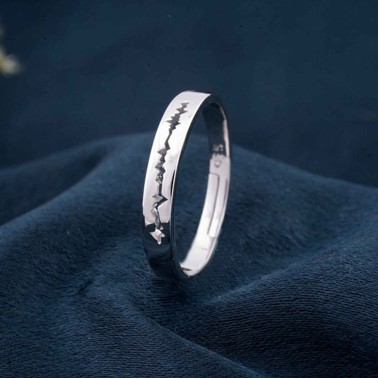 Silver Heart Beat Women's Band Ring