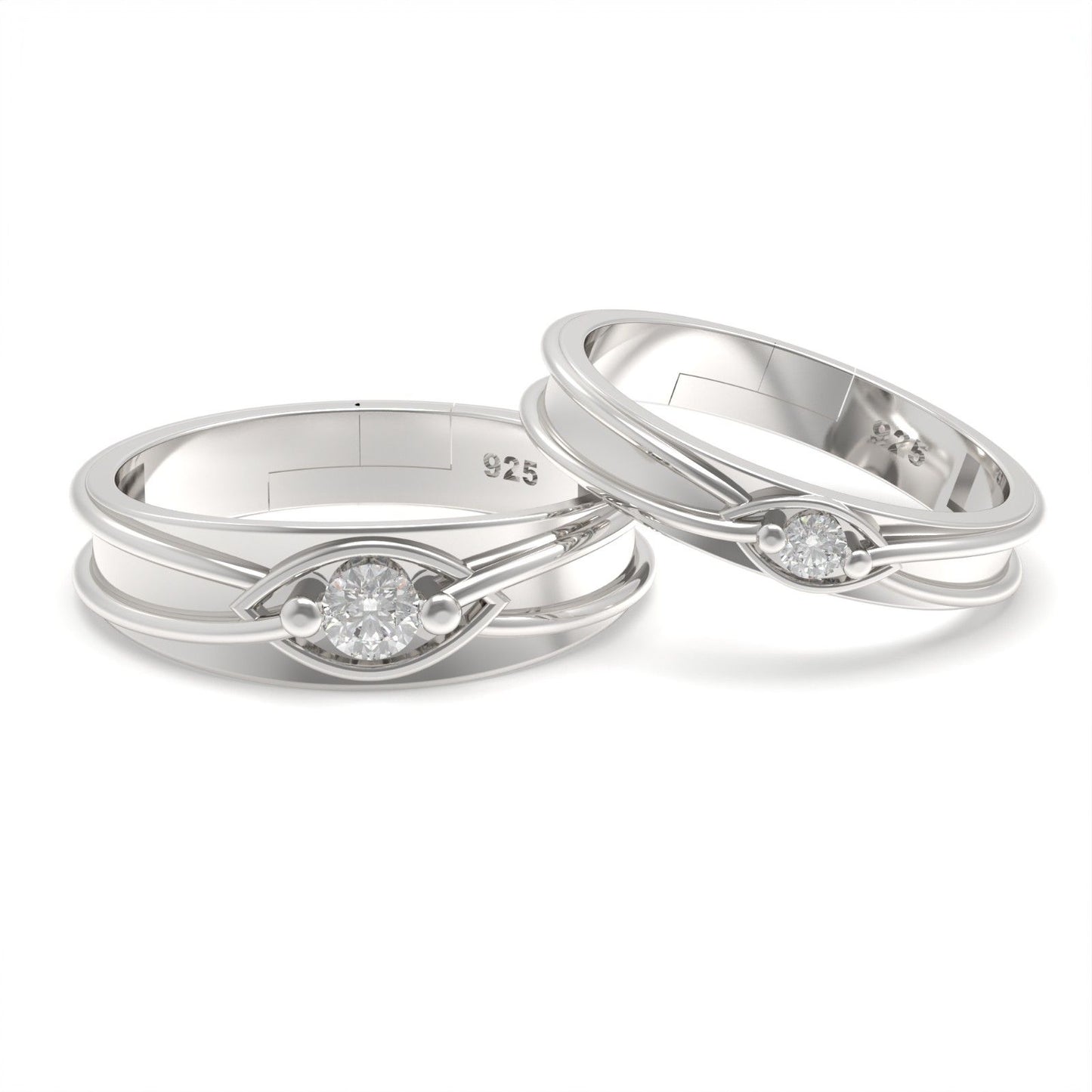 Silver Round Criss Cross Couple Bands