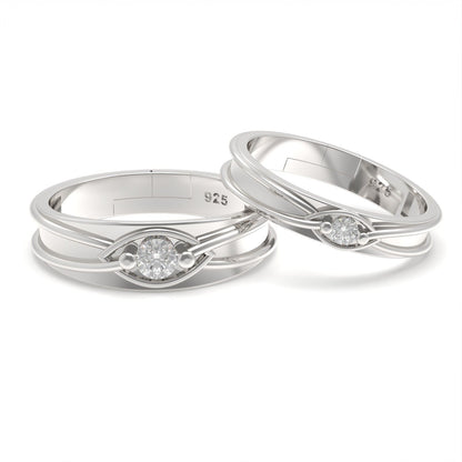 Silver Round Criss Cross Couple Bands