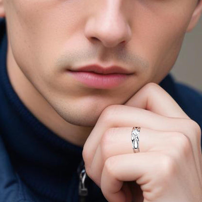 Silver Criss Cross Ring For Him