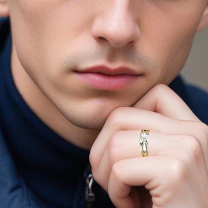 Golden Criss Cross Ring For Him