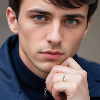 Golden Criss Cross Ring For Him