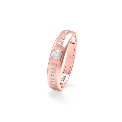 Rose Gold Solitaire Princess Band For Her