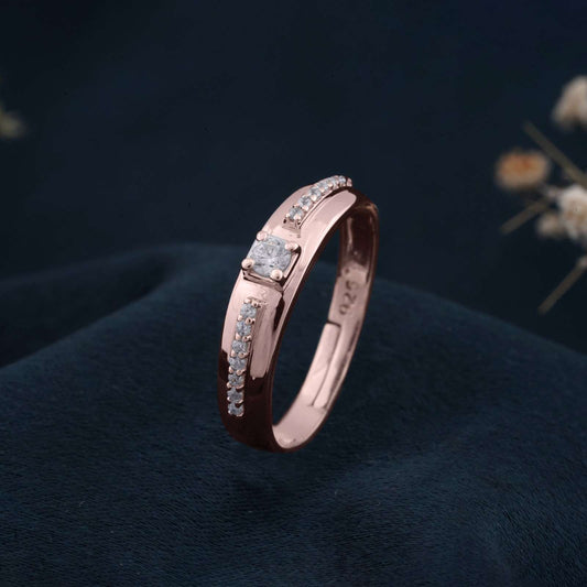 Rose Gold Solitaire Princess Band For Her