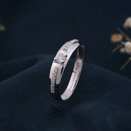 Silver Solitaire Princess Band For Her