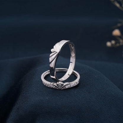 Silver Princess Knight Couple Rings