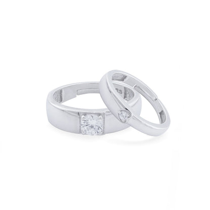 Silver Solitaire Classic Love Rings