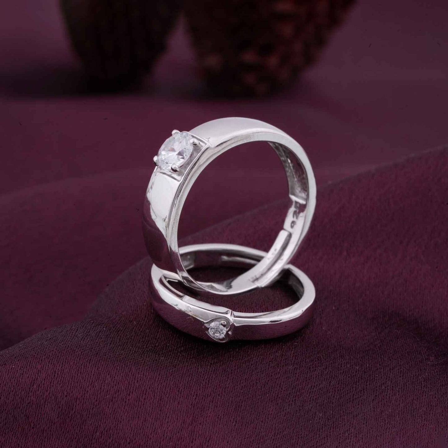 Silver Solitaire Classic Love Rings