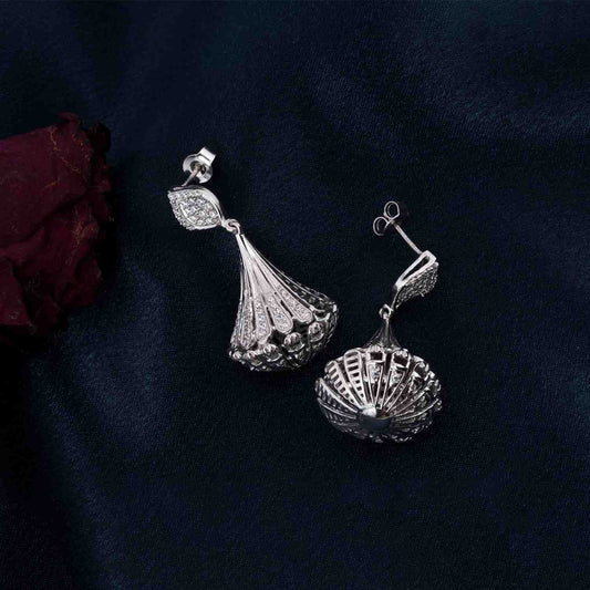 Silver Jhumka Diamond Ethnic Wear Earrings