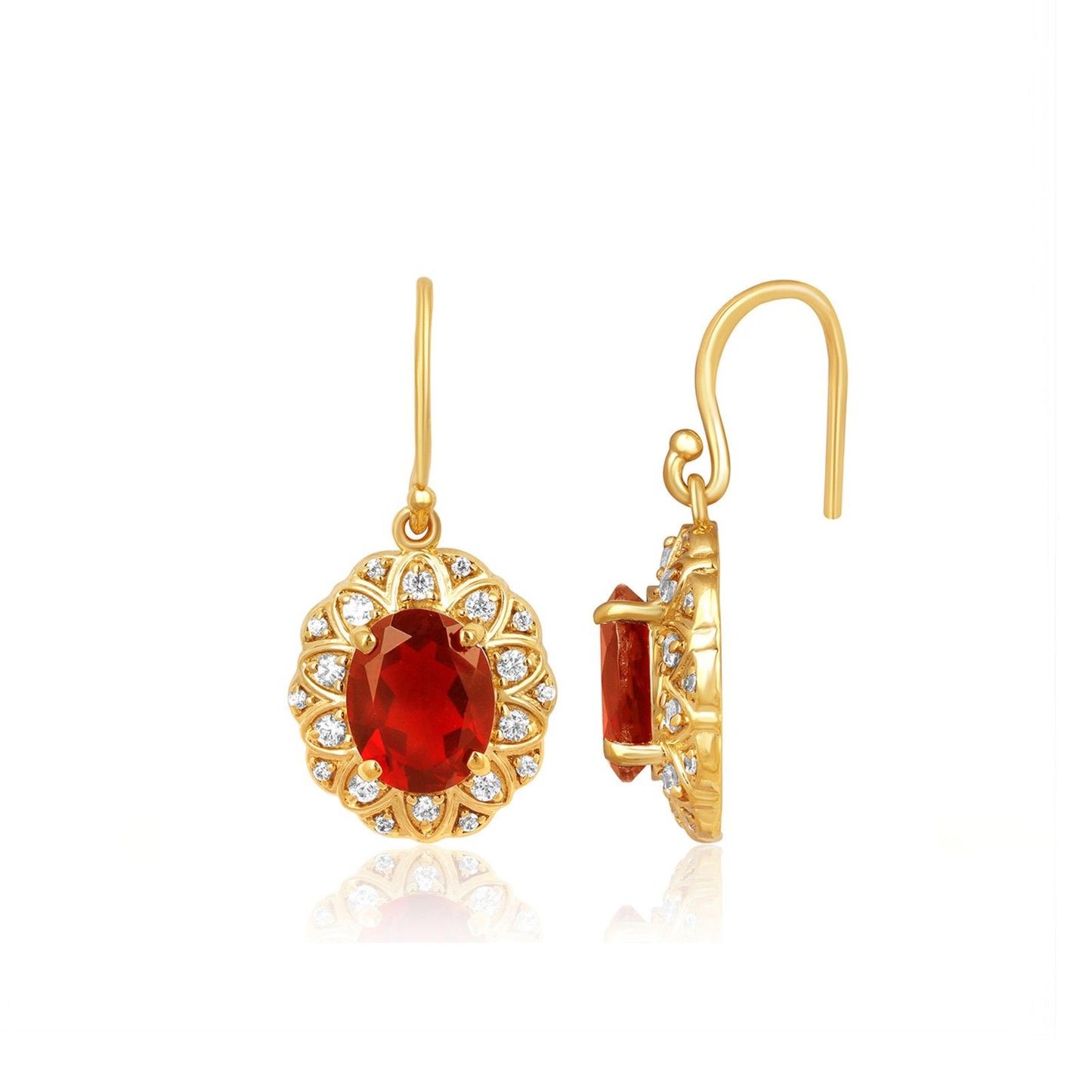 Golden Red Garnet Vintage Women’s Earrings