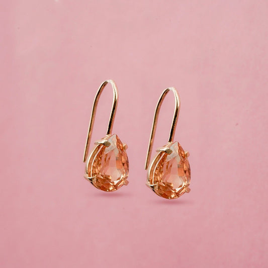 Silver Classy Peach Morganite Solitaire Earrings