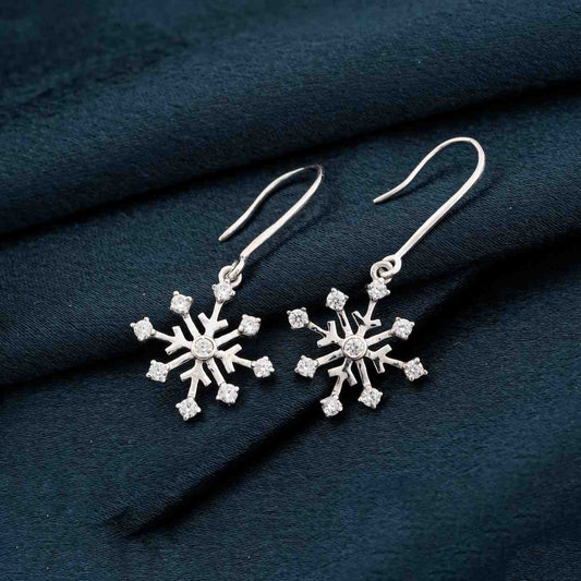 Silver Snowflake Drop Earrings