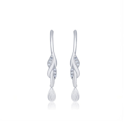 Silver Petals Drop Earrings