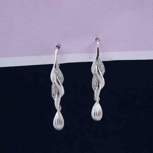 Silver Petals Drop Earrings