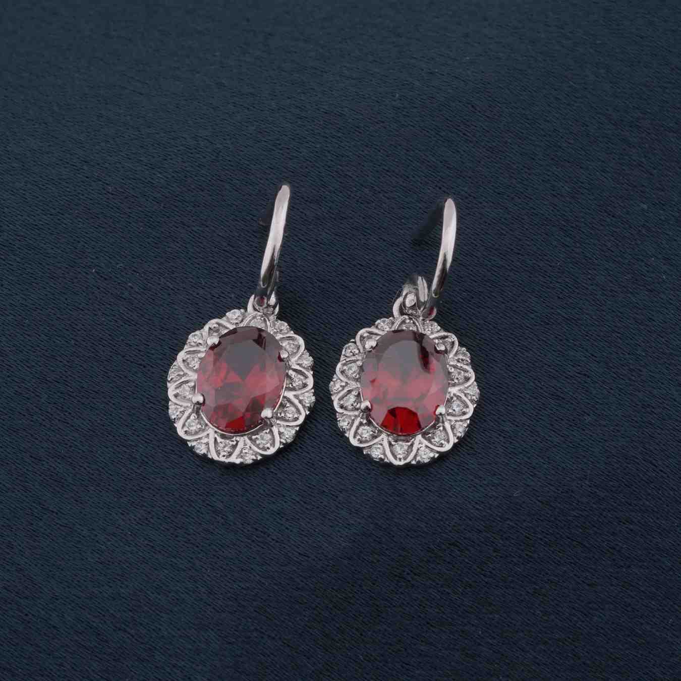 Silver Zircon Halo Drop Earrings