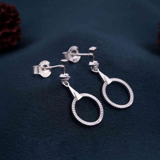 Silver Shiny Circle Drop Earrings